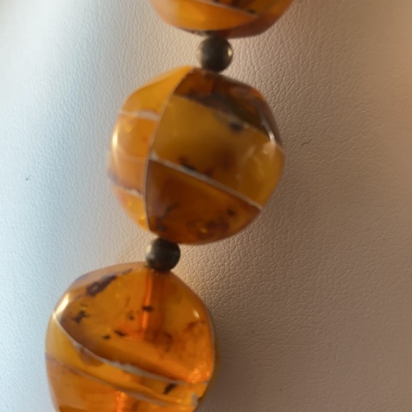 Pawn rare Zuni inlayed Amber necklace - Picture 3 of 6